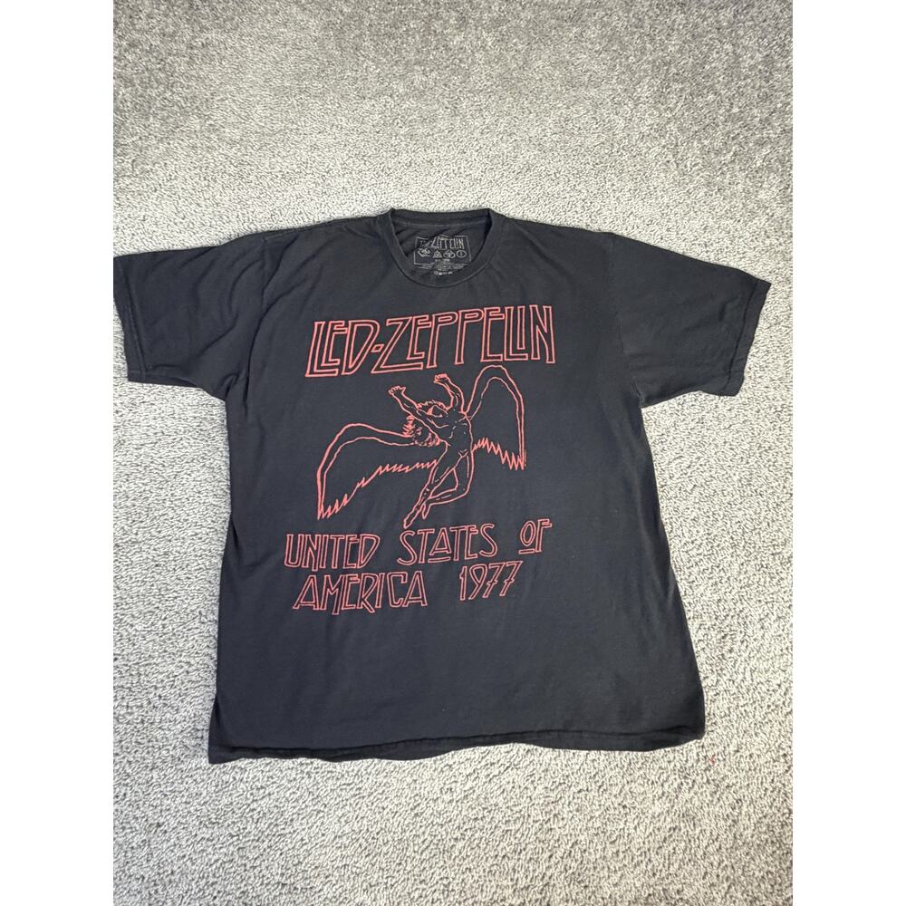 Led Zeppelin Shirt Mens XL Black United States Of America 1977 Graphic